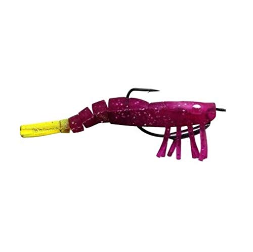 Egret Baits E-VSW35-18-03 3.5" Vudu Weedless Shrimp 2/Pk, Purple/Chartreuse