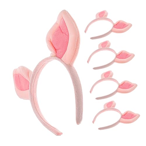 HOODANCOS 5 Stück Teiliges Pig-ears- Weiche Tierohren-haarreifen für Damen und Mädchen Niedliche Schweineohren-haarschleifen Vielseitige Tier-kostüm-accessoires für Halloween Geburtstag