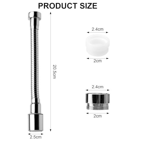 APOMOONS 20 Cm Wasserhahn Verlängerung, Hahnverlängerung mit 2 Modi der Wasserabgabe, Wasserhahnverlängerung mit 2 Wasserhahn Adapter, Armatur Verlängerung für Küchen, Bädern, Waschbecken