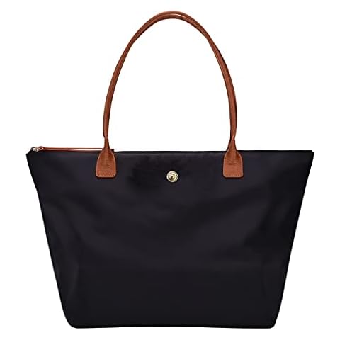 GM LIKKIE Shoulder Tote Bag for Women, Nylon Top-Handle Purse, Foldable Weekend Hobo Handbag (Black2) Cover
