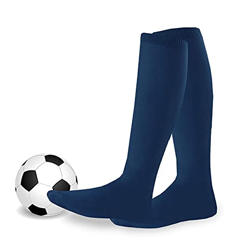 Cotton Soccer Sports Team Socks 3-Pair For Unisex Youth To Adult (Large (10-13), Navy) #TOP1