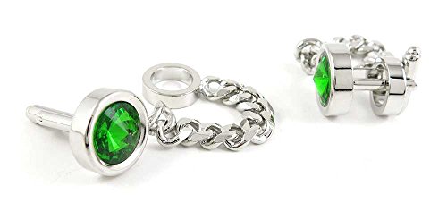 Par de Mancuernillas para Hombre con Cristal Verde