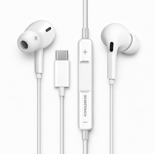 Image of cShot Pro Type C Earphones for iPhone 15 /16 Series, Wired Earbuds with Mic, Hi-Fi Stereo Sound, Deep Bass, in-Line Controls, Type C Connector, Noise Isolation, Tangle Free Cable - White