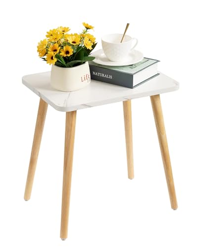 FORAOFUR Kleiner Beistelltisch, einfache Montage, Tisch Klein für Wohnzimmer, Schlafzimmer, Balkon, Büro, Höhe 42 cm, Beistelltisch weiß, mini Tisch, Nachttisch, Marmorweiß FORAOFUR Kleiner Beistelltisch, einfache Montage, Tisch Klein für Wohnzimmer, Schlafzimmer, Balkon, Büro, Höhe 42 cm, Beistelltisch weiß, mini Tisch, Nachttisch, Marmorweiß