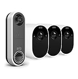 Arlo Essential kabellose Video Doorbell Überwachungskamera und Essential Überwachungskamera 3er Set Bundle - weiß