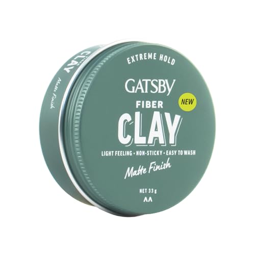 Image of GATSBY Japan's No. 1 Fiber Clay 33g (Pack of 2) | Matte Finish | Enriched with Pro-Vitamin B5 and Keratin