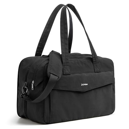 G4Free Expandable Duffle Bag for Travel Weekender Overnight Carry On Tote Duffel Bags for Men Women (Black)