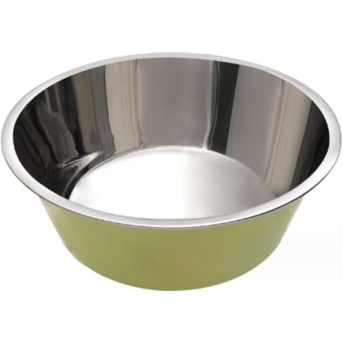GrnArt ペット食器 ステンレスフードボウル 滑り止め 給餌 犬 猫 ステンレス犬ボウル ダブルペットフードボウル 転倒防止ペットボウル 小型ペットボウル 大容量 (グリーン,M)