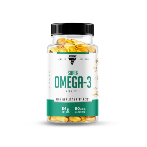 Trec Nutrition Super Omega 3 niezbędny suplement kwasu tłuszczowego, witaminy, minerały, dieta, odżywianie, sport, 60 kapsułek