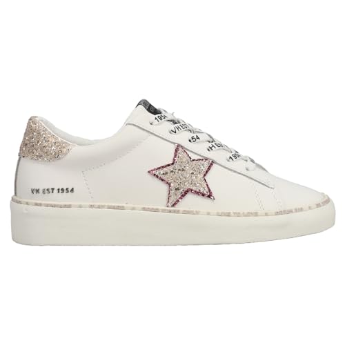 VINTAGE HAVANA Womens Galit Glitter Lace Up Sneakers Shoes Casual - White