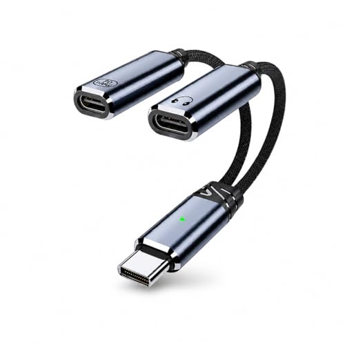 KURODEN USB-C �C���z�� �ϊ� �A�_�v�^�[ 2in1 �yPD 100W ���}���[�d/�����[�d�z �^�C�vC �C���z���W���b�N ��� DAC���� ���y/�ʘb/���ʒ���/�f�[�^�]�� iPhone 17 16 15 Pro Max, iPad, Mac