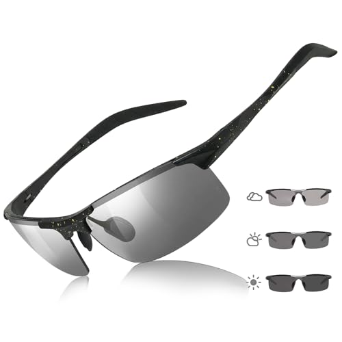 Image of TJUTR Mens Photochromic Sunglasses Day & Night Driving Z87 Sun Glasses Polarized UV400 Protection Safety Glasses