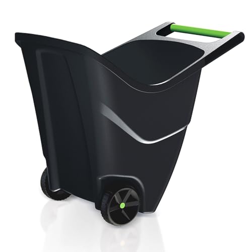 Load&Go Brouette de jardin | Capacité 85 litres | 57 x 60 x 71,5 cm | En plastique | Noir | Deux roues renforcées en caoutchouc | pour le transport de matériaux et de maintenance | Léger et