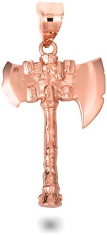10K Yellow, White, or Rose Gold Viking Axe Norse Charm Pendant - Choice of Metal