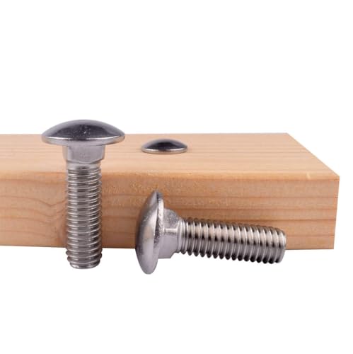 Image of 3 /8-16 x 2-1 /4 inch Carriage Bolts Screws, 18-8 Stainless Steel 304, Round Head, Square Neck, UNC Fully Machine Coarse Threaded,10Pcs