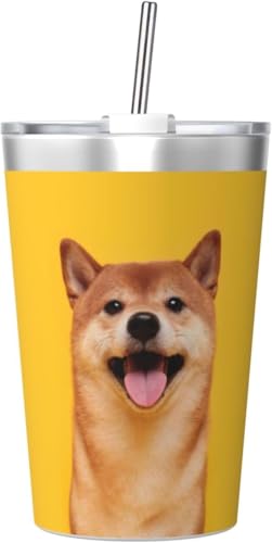 魔法瓶 柴犬 いぬ 犬柄 タンブラー 350ml ステンレス製 水筒蓋とストロー付き 真空断熱漏れない 持ち運び 直飲み 子供 通勤 通学 かわいい おしゃれ プレゼント