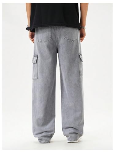 SHENHE Boy's Cargo Jeans Straight Leg Zipper Fly Casual Denim Pants Trousers with Pockets3