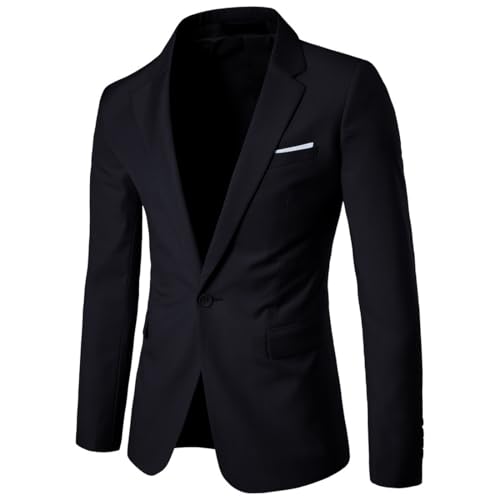 Generisch Herren Sakko Blazer Sport Anzugjacke Sportlich Business Freizeit Jackett (DE/NL/SE/PL, Alphanumerisch, 3XL, Regular, Regular, Schwarz)