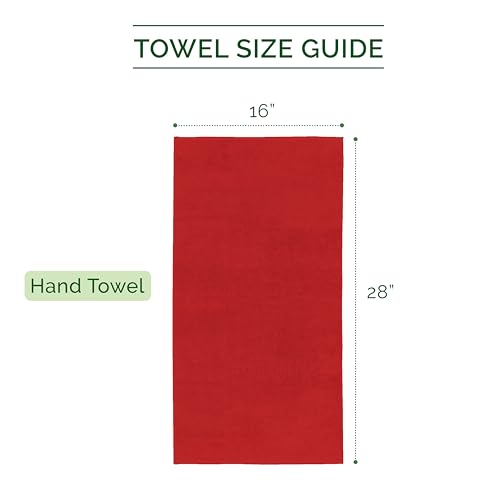 Image of Elegant Comfort Luxury 100% Turkish Cotton Corduroy Ribbed 4 Pack Hand Towel Set 16 x 28 Inch - Absorbent, Super Soft, Quick Dry, Premium Towels for Bathroom, Gym, Spa and Hotel Use, Red