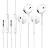 Ohuhu 2 Packs Earbuds Wired 3.5 MM for iPhone [MFi Certified] Headphones Bass Stereo with Microphone & Volume Control Headsets Cable Earphones,Compatible with Android/Computer/Laptop/PC/MP3/Kindles