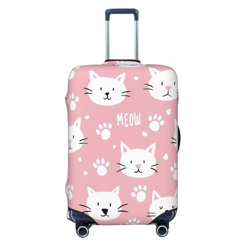 Pink Cat Paw Print Luggage Cover Elastic Travel Suitcase Covers, Anti Scratch Dust Proof Baggage Covers, Fits 18-21 inch Suitcases