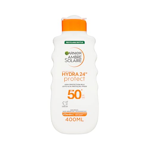 Garnier Ambre Solaire Hydra 24H Protect Lotion SPF50+ 400ml Up To 24H Hydration With Vitamin E Non Greasy Fast Absorption Water Resistant Cruelty-Free International Approved