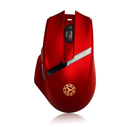 Uciefy Z07 Bluetooth Wireless Mouse Dual Mode (2.4G+BT5.1) Bluetooth Mouse USB C Rechargeable with Charging Indicator Ergonomic Computer Mice for Laptop/PC/Mac/iPad-Red