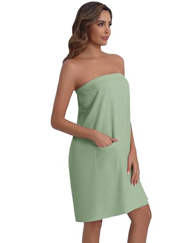 Image of Ekouaer Waffle Robes For Women Bath Wraps Lightweight Knee Length Soft Shower Robe with Pocket S-L