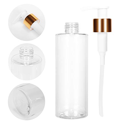 image for STARSIDE 4 Pack 250ml 8oz Empty Clear Plastic Pump Bottles.Refillable 