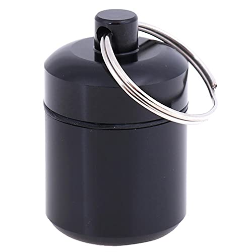 ERCZYO Mini wasserdicht Aluminiumlegierung-Pille-Kasten-Kasten-Flaschen Cache-Droge-Halter-Behälter Keychain Medizin-Kasten Gesundheitswesen (Color : Black) Cover
