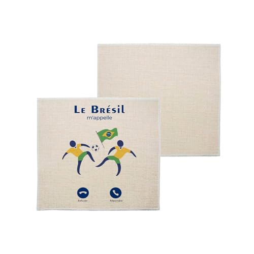 sous Verre en Lin - Le Brésil m'appelle Foot Culture Voyage - 1 unité (100 x 100 mm)