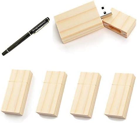 5 Pack Rectangle Wood 2.0/3.0 USB Flash Drive USB Disk Memory Stick with Wooden (2.0/16GB)