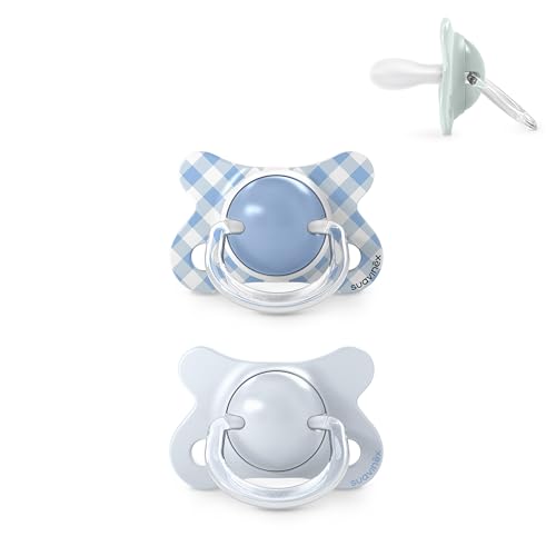 Suavinex, Pack 2 Chupetes Bebés Recién Nacidos y Pequeños, Talla Especial Mini -2/2 Meses, Tetina Fisiológica de Silicona SX Pro Simétrica y Flexible, Respeta el Desarrollo Bucodental, Wild&Free Azul