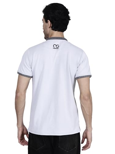 Image of Regular Fit Mandarin Collar T-Shirt Tee for Men & Boys White