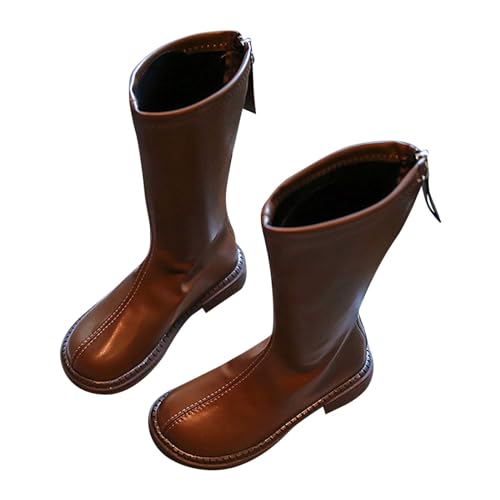 sfdgfhyf Cartoon Boots for Toddler Black Platform Booties Kids Girls Front Zipper Cheer Shoes Outdoor Warm Non Slip Shoes