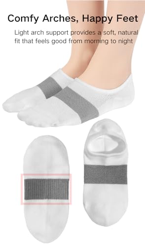 Image of No Show Socks for Women&Men,Low Cut Cotton Athletic Socks with Non Slip Grips,Arch Support,Moisture Wicking 6 Pack