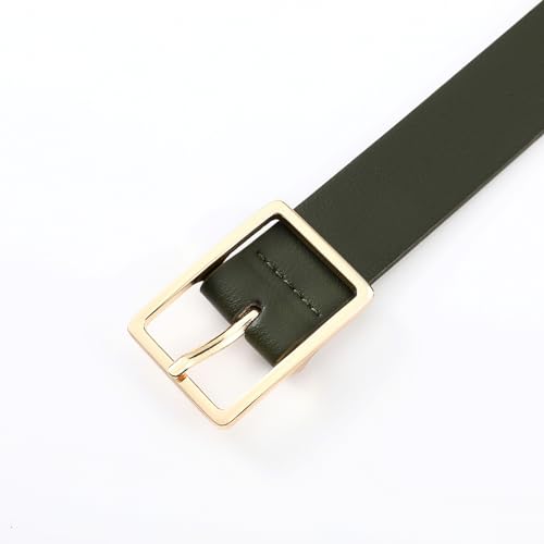 Women's Leather Belts for Jeans, Dark Green Faux Leather Waist Belt Fashion Ladies Belts for Pants Dresses4