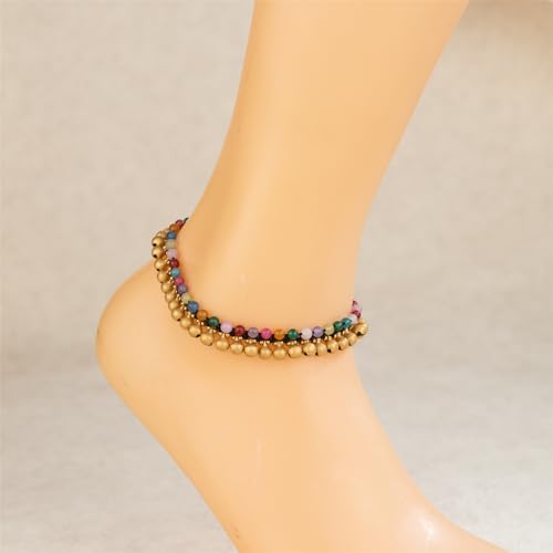 Image of kelistom Bohemian Ankle Bracelets for Women Handmade Natural Stone Beaded Chain Anklet
