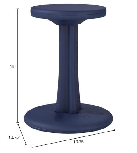 Image of Kore Pre-Teen Wobble Stool, Flexible Seating, Ages 10-11, 18.7in, Dark Blue | Wiggle chair for classroom and home boosts focus, improves posture, and provides an energy outlet; anti-tip base; Made in USA