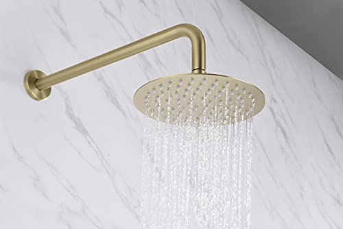 Sumerain 3 Handle Tub Shower Faucet Set With Waterfall Tub Spout And 3-Cross Handles, Wall Mounted Rainfall Bathtub Shower Faucet Brushed Gold #TOP3