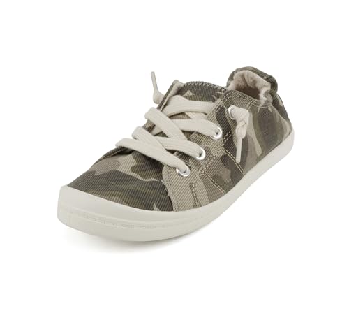 Image of Soda Flat Women Shoes Linen Canvas Slip On Sneakers Lace Up Style Loafers Zig-S