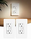 SURAIELEC 20Amp GFCI Outlet with Nightlight, Dusk to Dawn LED Night Light, GFCI Night Light Outlet 6000K, Tamper Resistant GFCI Elecrtical Receptacle, ETL Listed, Screwless Wall Plate, White, 2 Pack