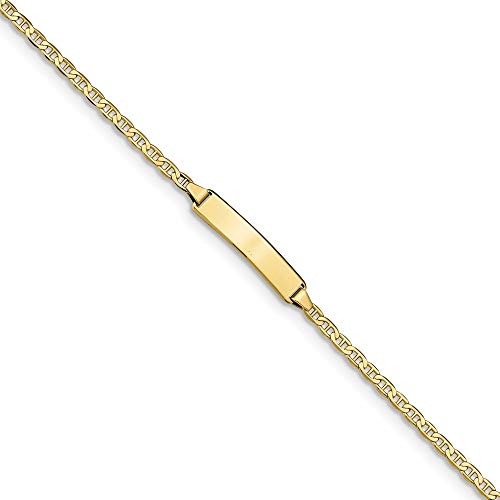 4.3Mm 10K Engravable Gold Flat Nautical Ship Mariner Anchor Link Id Bracelet 5.5 Inch #TOP22