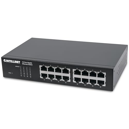 Image of Intellinet 16-Port Gigabit Ethernet Switch - High-Speed Network Performance, Rackmount Brackets Included, Energy Efficient, Fanless Design, 32Gbps Throughput - 561068
