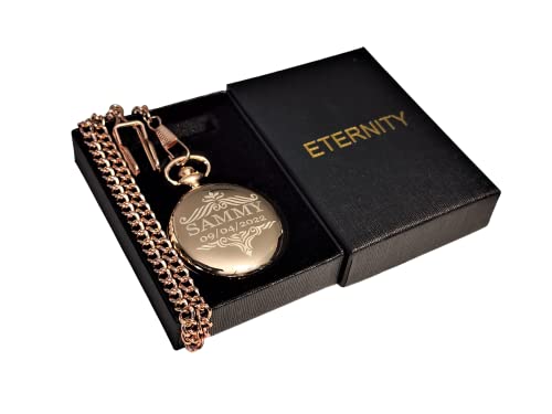 Engraved Pocket Watch, Green Dial With Roman Numerals, Comes With The Chain, Fitted Box And Engraving. Vintage Style Gold Pocket Watch Personalized (Black) #TOP6