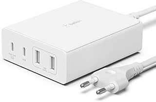 Belkin 108-W-GaN-USB-Ladestation für mehrere Geräte, schnelles Ladegerät mit 2x USB-C und USB-A, Dock/Hub für MacBook, Pro, Air, iPhone, Max, mini, iPad Pro, Air, und andere Geräte