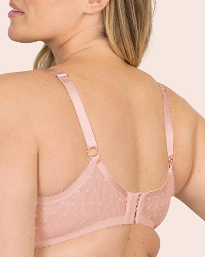 Image of Smart & Sexy Women's Full Coverage Unlined Underwire Bra, Lace & Mesh See Through Bra, Plus Size Lingerie Inspired Retro Bra