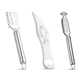 Taiyyi Fischentschupper, Neuer 3-In-1 Fischschupper, Edelstahl-Fischentschupper, 3-teiliges Set für Küche und Fischhändler, entfernt Schuppen und Gräten