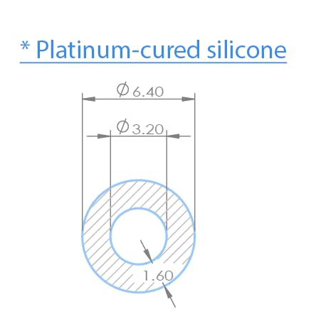 Auber Tubo de silicona de alto rendimiento para bomba peristáltica, curado en platino, 50 pies, 16# (3.2 x 6.4 mm)