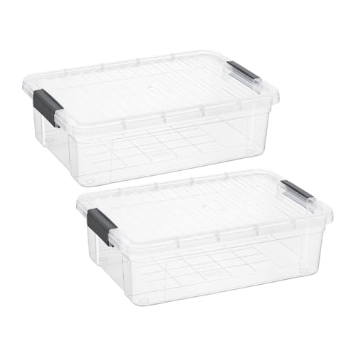 Image of Superio Storage Bins with Lids, Clear Plastic Containers for Organizing, Stackable Totes, BPA Free, Odor Free, Organizer Boxes for Home, and Dorm (2 Pack, 22.75 Qt)